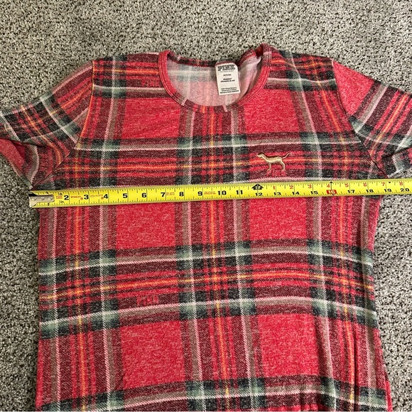 PINK Victorias Secret M Red Plaid Long John Pajama Set R $79 - Picture 11 of 12